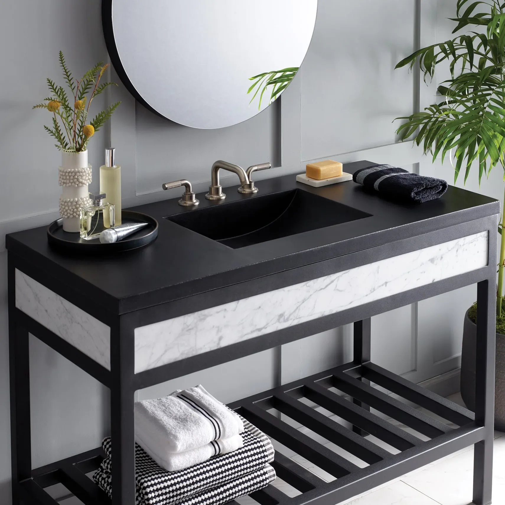 Native Trails 48" Palomar ADA Vanity Top with Integral Sink in Charcoal, 8" Widespread Cutout, NSVNT48-C