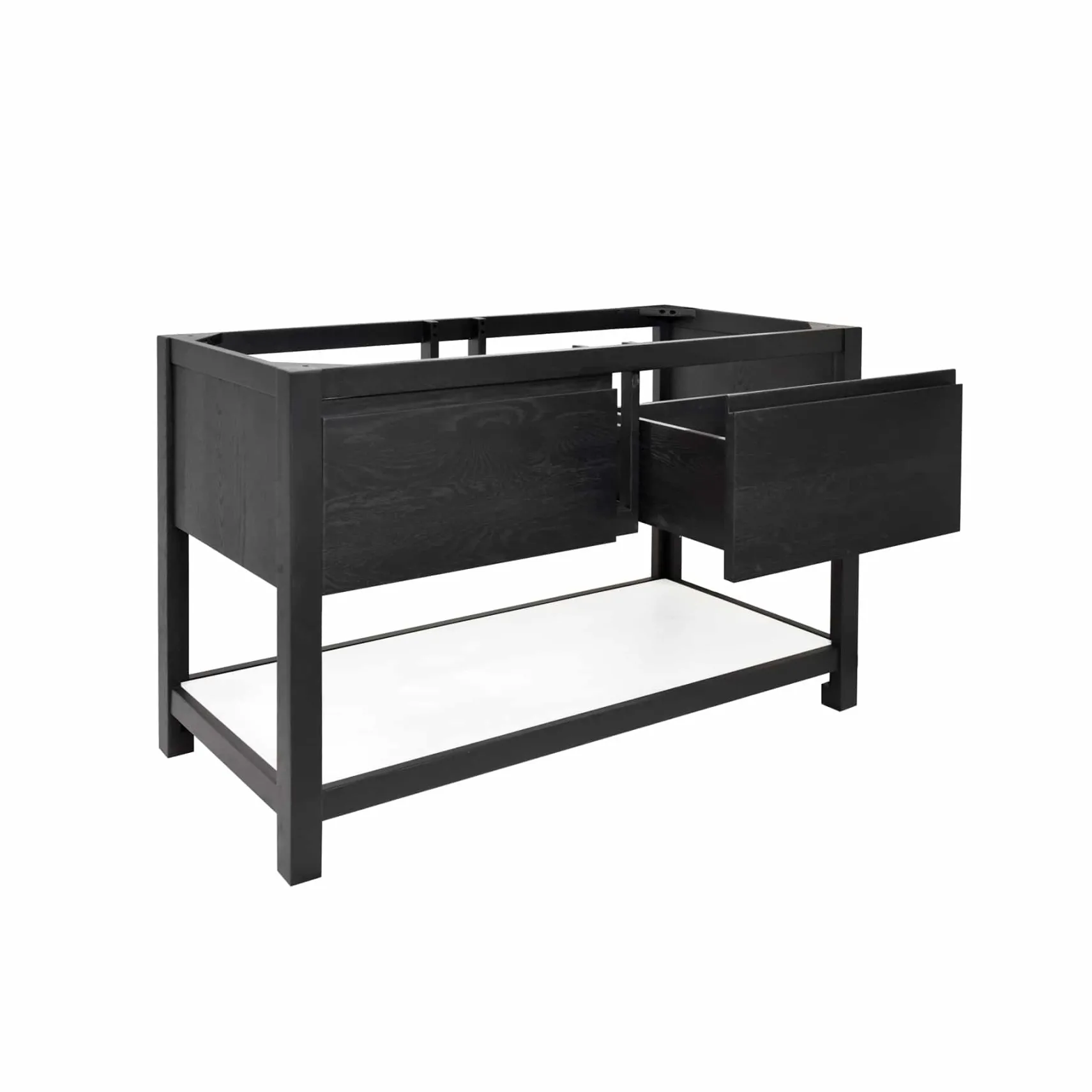 Native Trails 48" Solace Freestanding Vanity Base in Midnight Oak with Pearl Shelf, VNO488-P