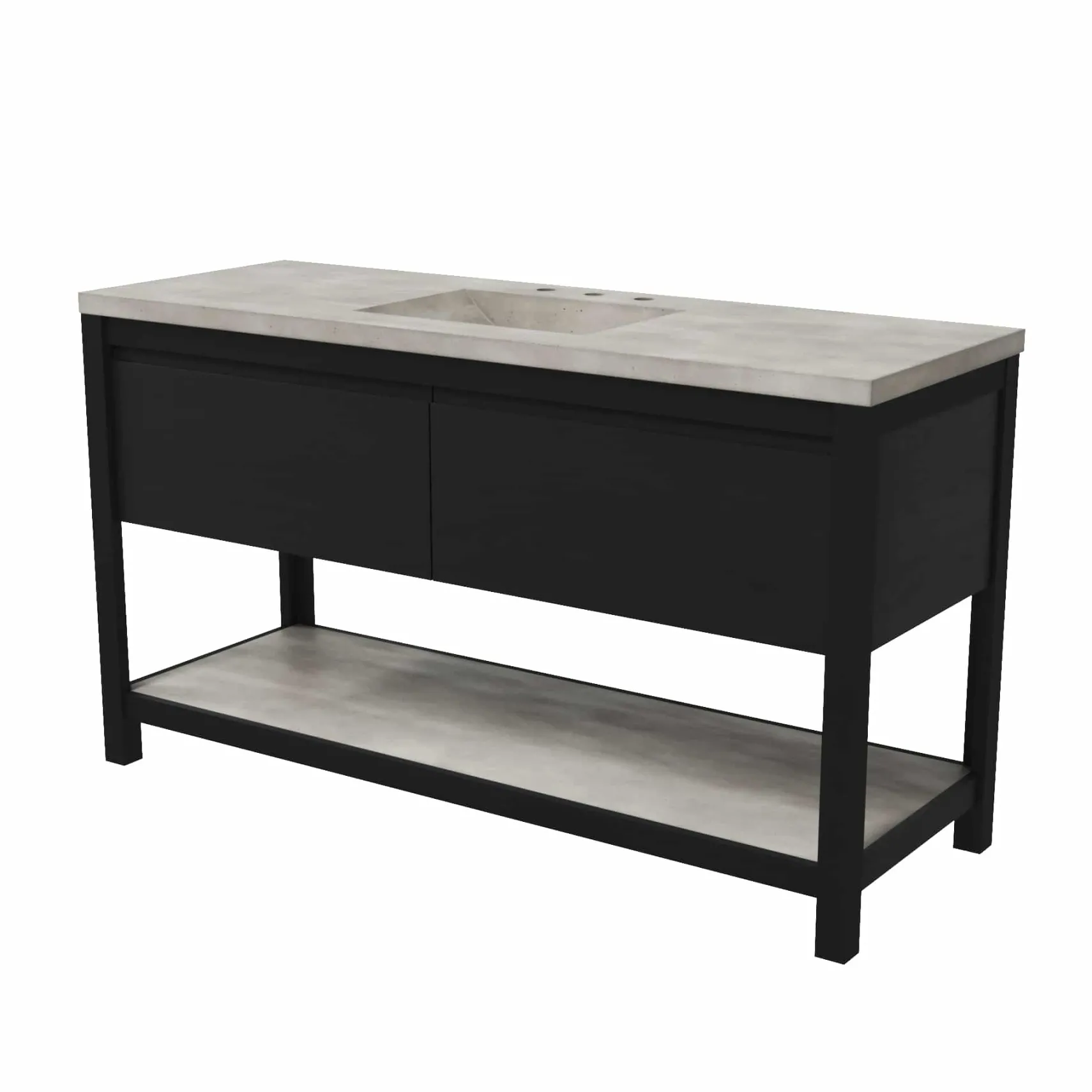 Native Trails 60" Solace Freestanding Reclaimed Wood Vanity Base in Midnight Oak with Ash Shelf, VNO608-A