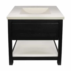 Native Trails 30" Solace Vanity Base in Midnight Oak with Palomar Vanity Top and Sink, Pearl, VNO308-P-NSVNT30-P
