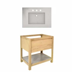 Native Trails 30" Solace Vanity Base in Sunrise Oak with Palomar Vanity Top and Sink, Ash, VNO301-A-NSVNT30-A