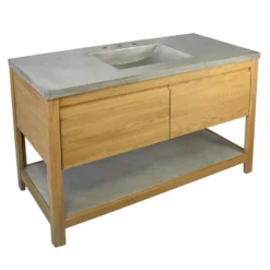 Native Trails 48" Solace Vanity Base in Sunrise Oak with Palomar Vanity Top and Sink, Ash, VNO481-A-NSVNT48-A