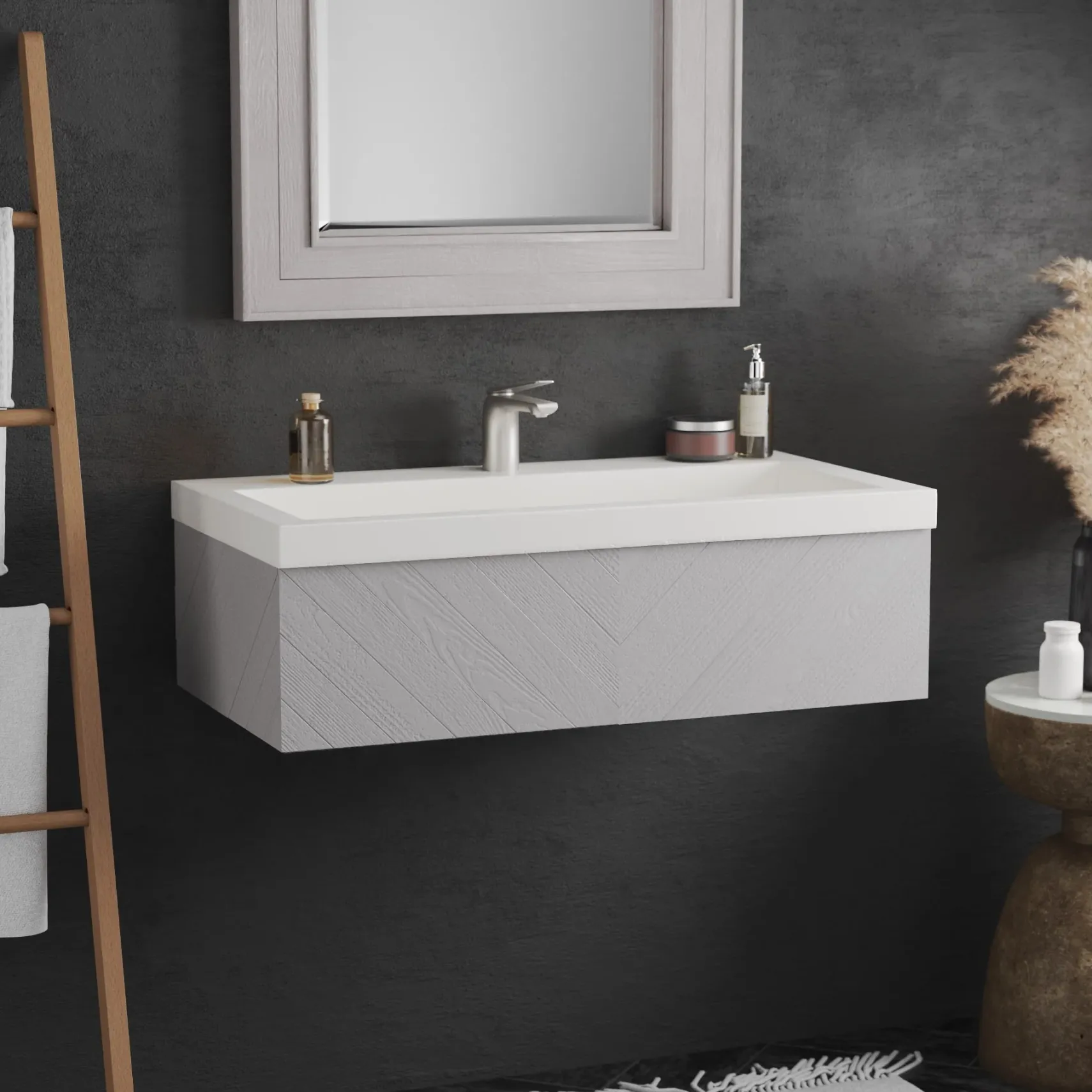 Native Trails 36" Vintner's Floating Wall Mount Vanity Base in Grigio, VNW197