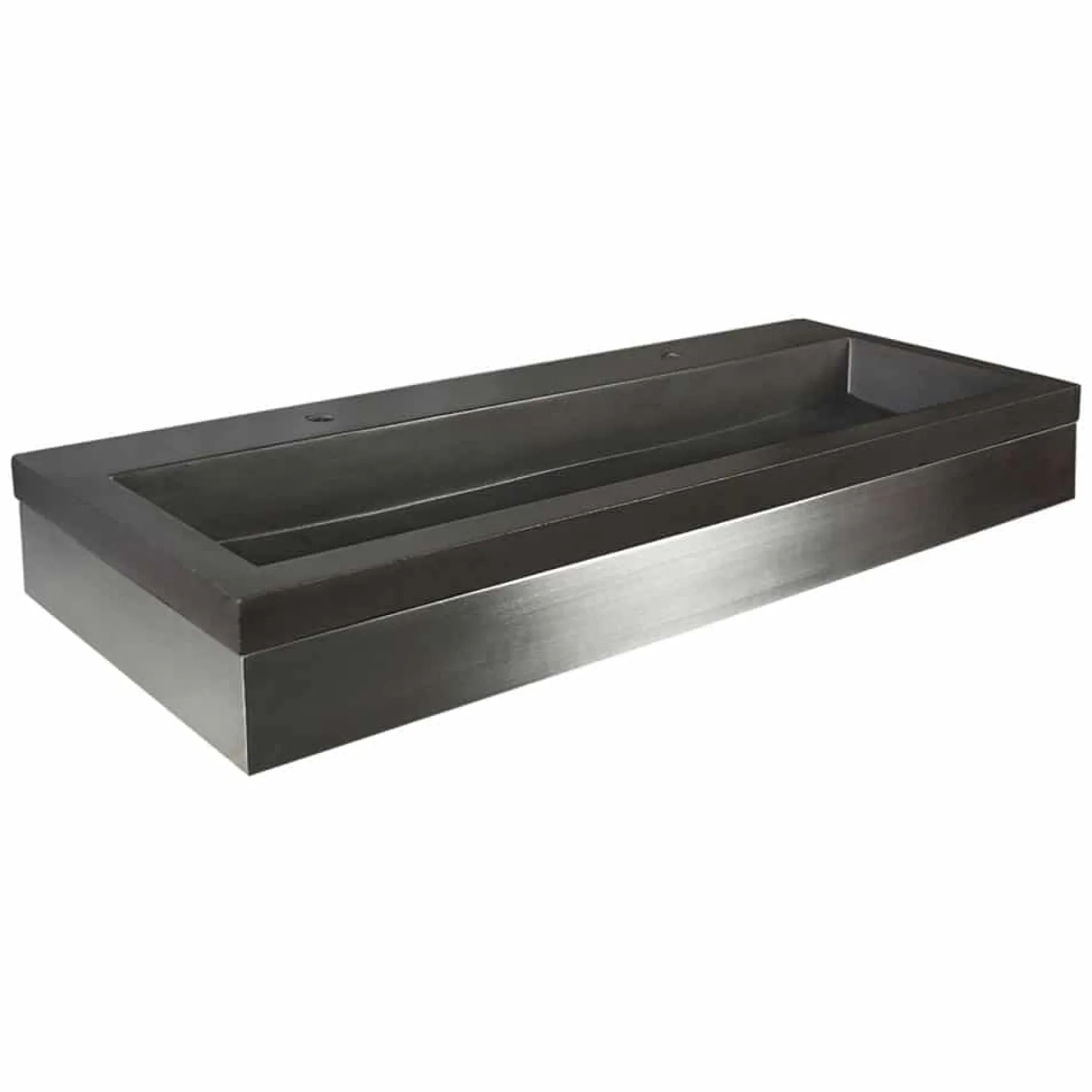 Native Trails 48" Zaca Rectangle Vanity Base with NativeStone Trough Sink in Slate, VNS48S-NSL4819-S