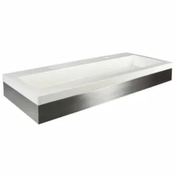 Native Trails 48" Zaca Rectangle Vanity Base with NativeStone Trough Sink in Pearl, VNS48S-NSL4819-P