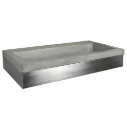Native Trails 36" Zaca Vanity Base with NativeStone Trough Sink in Ash, VNS36S-NSL3619-A