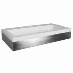 Native Trails 36" Zaca Vanity Base with NativeStone Trough Sink in Pearl, VNS36S-NSL3619-P