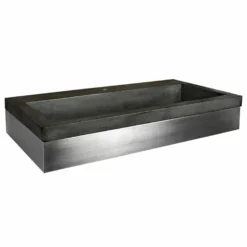 Native Trails 36" Zaca Vanity Base with NativeStone Trough Sink in Slate, VNS36S-NSL3619-S