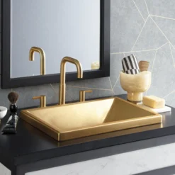 Native Trails Amara 20" x 14" Rectangle Fireclay Bathroom Sink, Matte Gold, PML2014-G