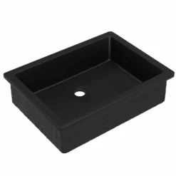 Native Trails Anacapa 21" x 15.5" Rectangle Undermount NativeStone Concrete ADA Bathroom Sink, Charcoal, NSL2116-C