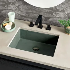 Native Trails Anacapa 21" x 15.5" Rectangle Undermount NativeStone Concrete ADA Bathroom Sink, Forest, NSL2116-F