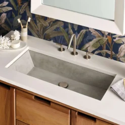 Native Trails Arcata 31" x 15" Rectangle Undermount NativeStone Concrete Bathroom Sink, Ash, NSL3115-A