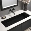 Native Trails Arcata 37" x 15" Rectangle Undermount NativeStone Concrete Bathroom Sink, Charcoal, NSL3715-C