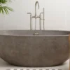 Native Trails Avalon 62" Freestanding NativeStone Concrete Bathtub in Ash, NST6236-A