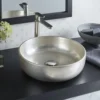 Native Trails Bliss 16" x 16" Round Vessel Fireclay Bathroom Sink, Silver, PML1616-S