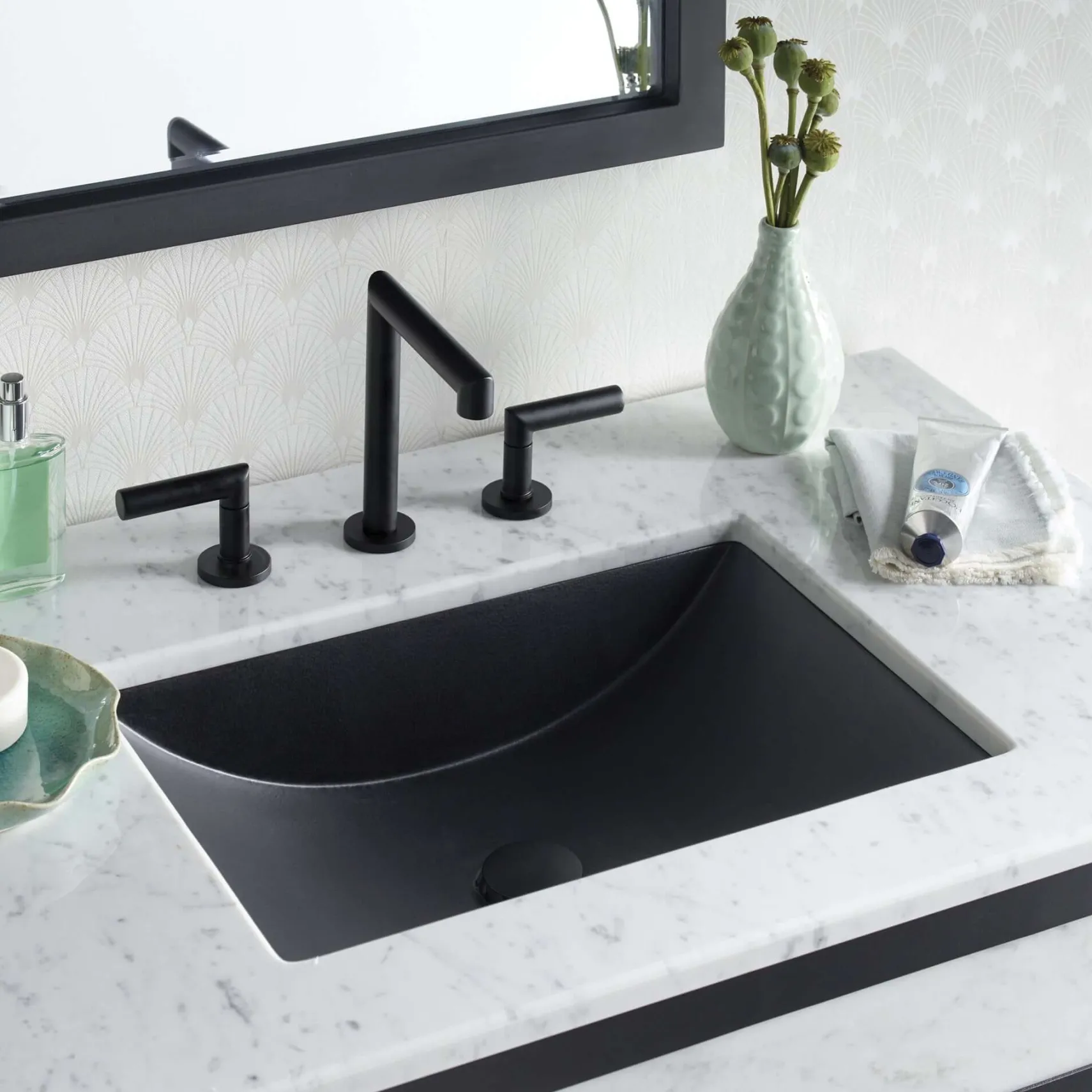 Native Trails Cabrillo 20.75" x 14.75" Rectangle Undermount NativeStone Concrete ADA Bathroom Sink, Charcoal, NSL2014-C
