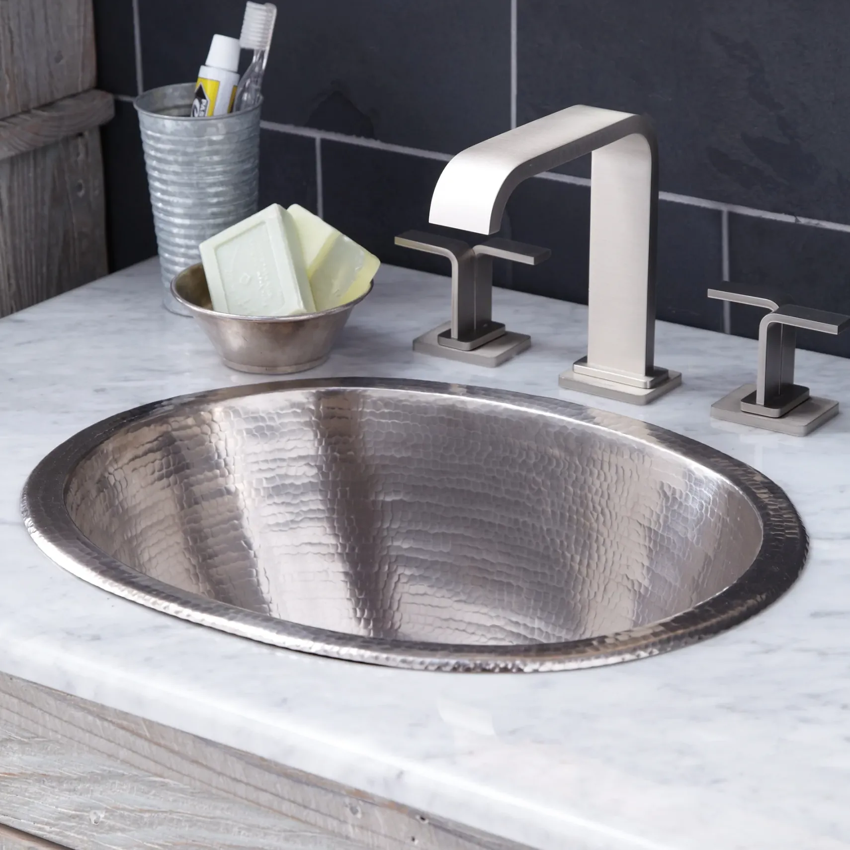 Native Trails Cameo 17" Oval Nickel Bathroom Sink, Brushed Nickel, CPS548