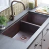 Native Trails Cocina Duet Pro 40" Copper Kitchen Sink, 60/40 Double Bowl, Antique Copper, CPK277