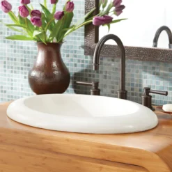 Native Trails Cuyama 21" Round NativeStone Concrete Bathroom Sink, Pearl, NSL2115-P