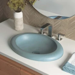 Native Trails Cuyama 21" x 15" Oval Drop In NativeStone Concrete ADA Bathroom Sink, Ocean, NSL2115-O