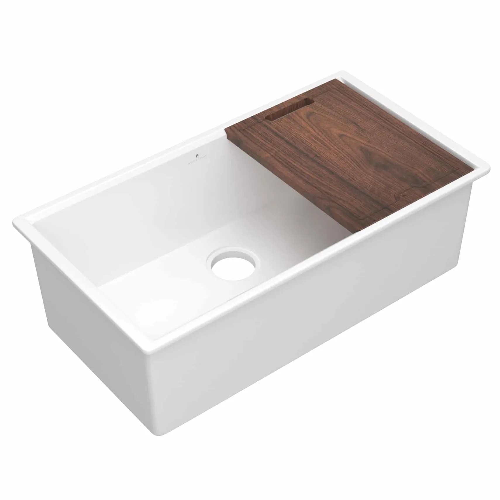 Native Trails Haven Concierge 34" Undermount Fireclay Workstation Kitchen Sink, White, FRKG3319-W