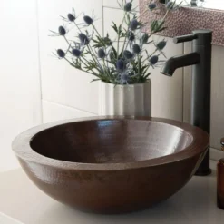 Native Trails Laguna 16" Round Copper Bathroom Sink, Antique Copper, CPS255