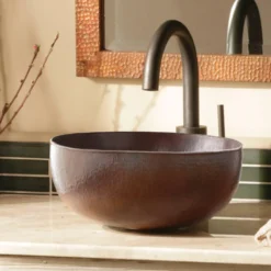 Native Trails Maestro 13" Round Copper Bathroom Sink, Antique Copper, CPS266