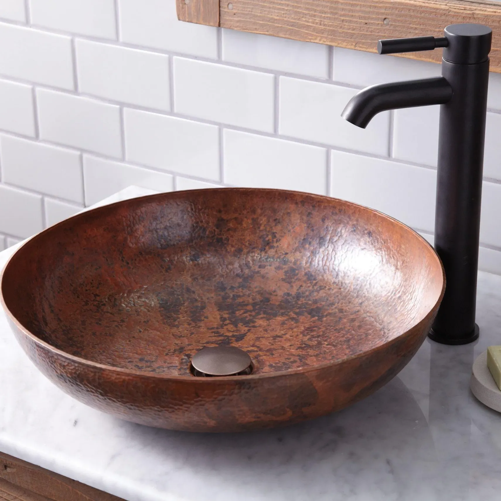Native Trails Maestro 17" Round Copper Bathroom Sink, Tempered Copper, CPS384