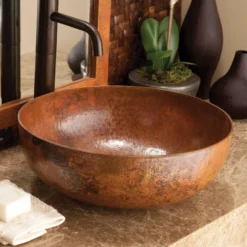Native Trails Maestro 16" Round Copper Bathroom Sink, Tempered Copper, CPS363