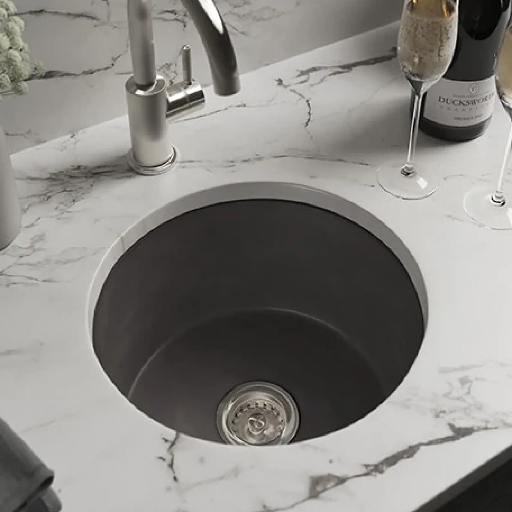 Native Trails Malibu 14" NativeStone Concrete Bar/Prep Sink, Slate, NSB1407-S