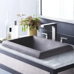 Native Trails Montecito 22" Rectangle NativeStone Concrete Bathroom Sink, Slate, NSL2216-S