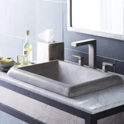 Native Trails Montecito 22" Rectangle NativeStone Concrete Bathroom Sink, Ash, NSL2216-A