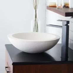 Native Trails Morro 17" Round NativeStone Concrete Bathroom Sink, Pearl, NSL1705-P
