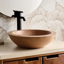 Native Trails Morro 17" Round Vessel NativeStone Concrete Bathroom Sink, Terracotta, NSL1705-T