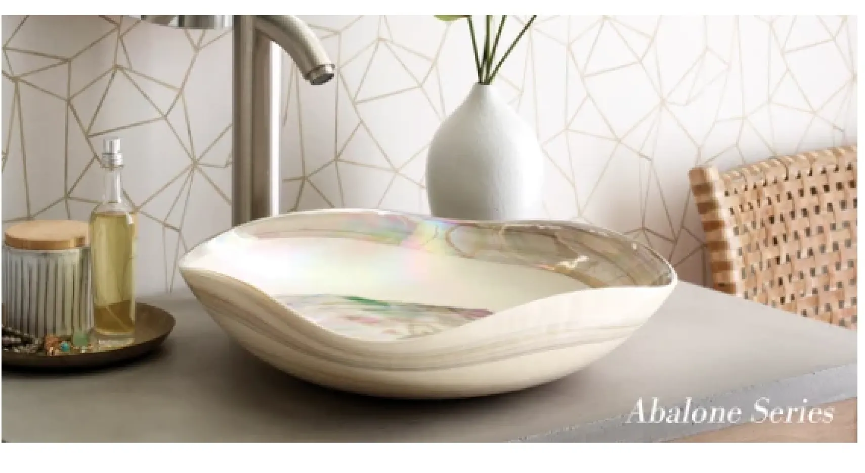 Native Trails Murano 18" Asymmetrical Shell-Shaped Glass Vessel Bathroom Sink, Abalone, MG1912-AE