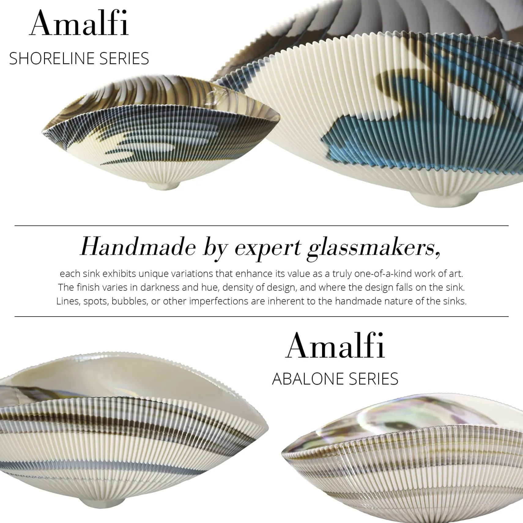 Native Trails Murano 18" Asymmetrical Shell-Shaped Glass Vessel Bathroom Sink, Abalone, MG1912-AE