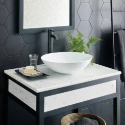 Native Trails Murano 16" Round Glass Vessel Bathroom Sink, Bianco, MG1717-BO