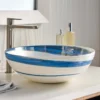 Native Trails Murano 16" Round Vessel Glass Bathroom Sink, Marina, MG1605-MA