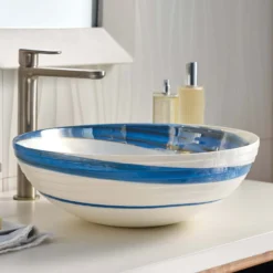 Native Trails Murano 16" Round Vessel Glass Bathroom Sink, Marina, MG1605-MA