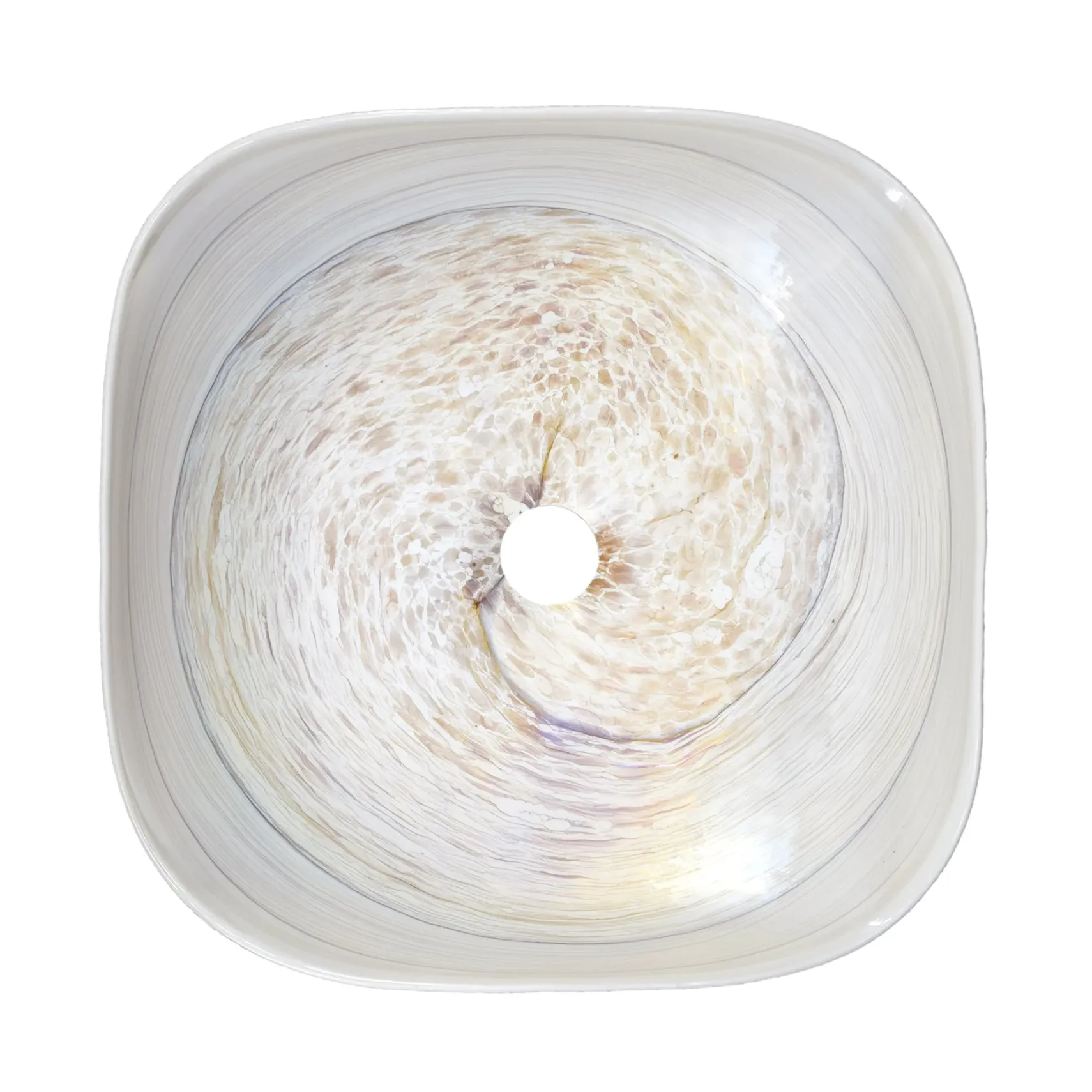 Native Trails Murano 15" Rounded-Square Glass Vessel Bathroom Sink, Beachcomber, MG1515-BR
