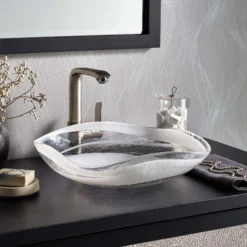 Native Trails Murano 14.75" x 14.75" Round Vessel Glass Bathroom Sink, Seaspray, MG1515-SY