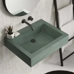 Native Trails Natoma 24" x 19" Rectangle Wall Mount NativeStone Concrete ADA Bathroom Sink, Forest, NSL2405-FX