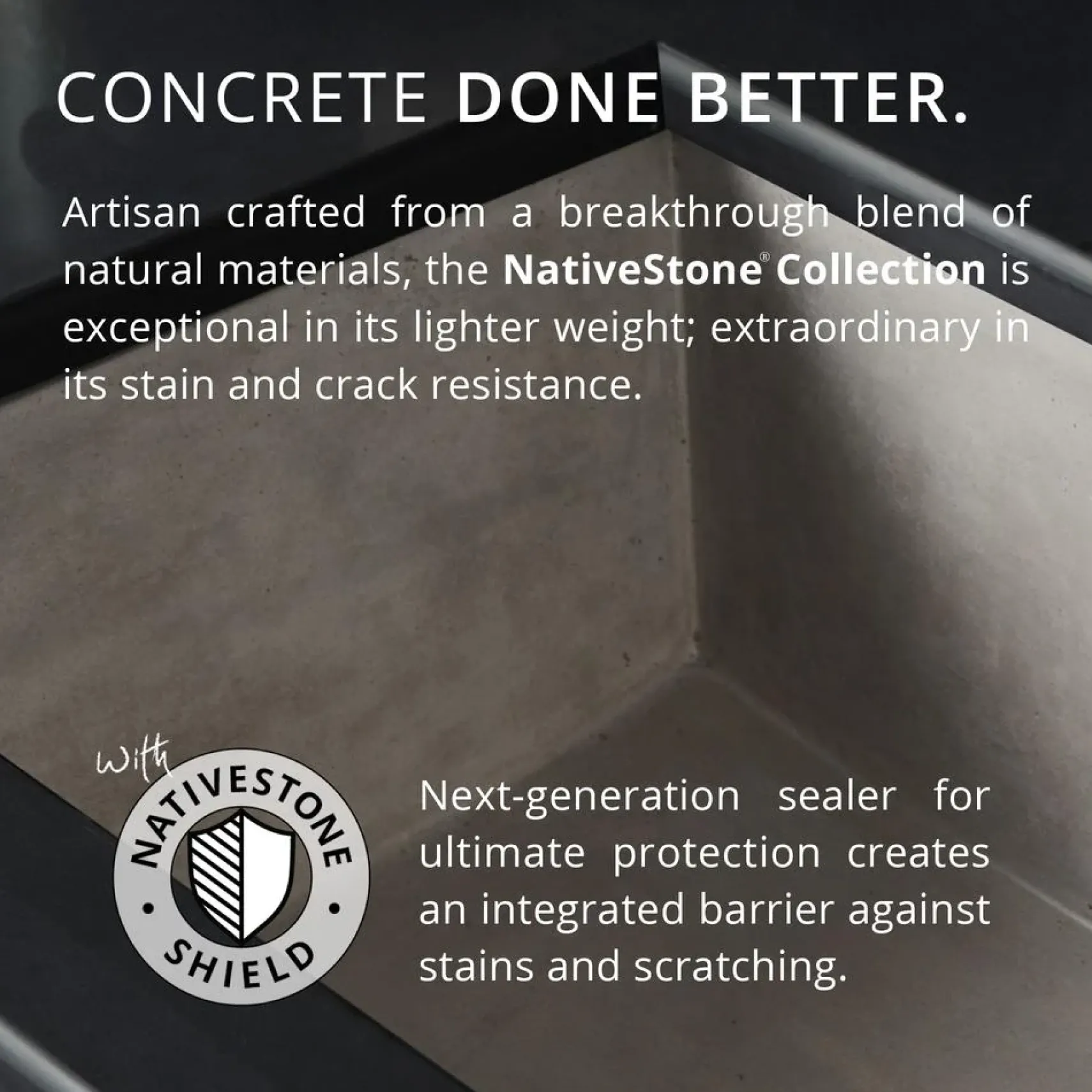 Native Trails Nipomo 20" Rectangle NativeStone Concrete Farmhouse Bathroom Sink, Ash, NSL1915-A