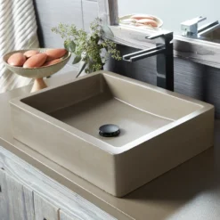 Native Trails Nipomo 20" Rectangle NativeStone Concrete Farmhouse Bathroom Sink, Earth, NSL1915-E