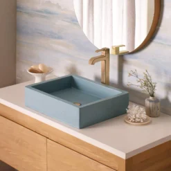 Native Trails Nipomo 19.5" x 15" Rectangle NativeStone Concrete ADA Farmhouse Bathroom Sink, Ocean, NSL1915-O