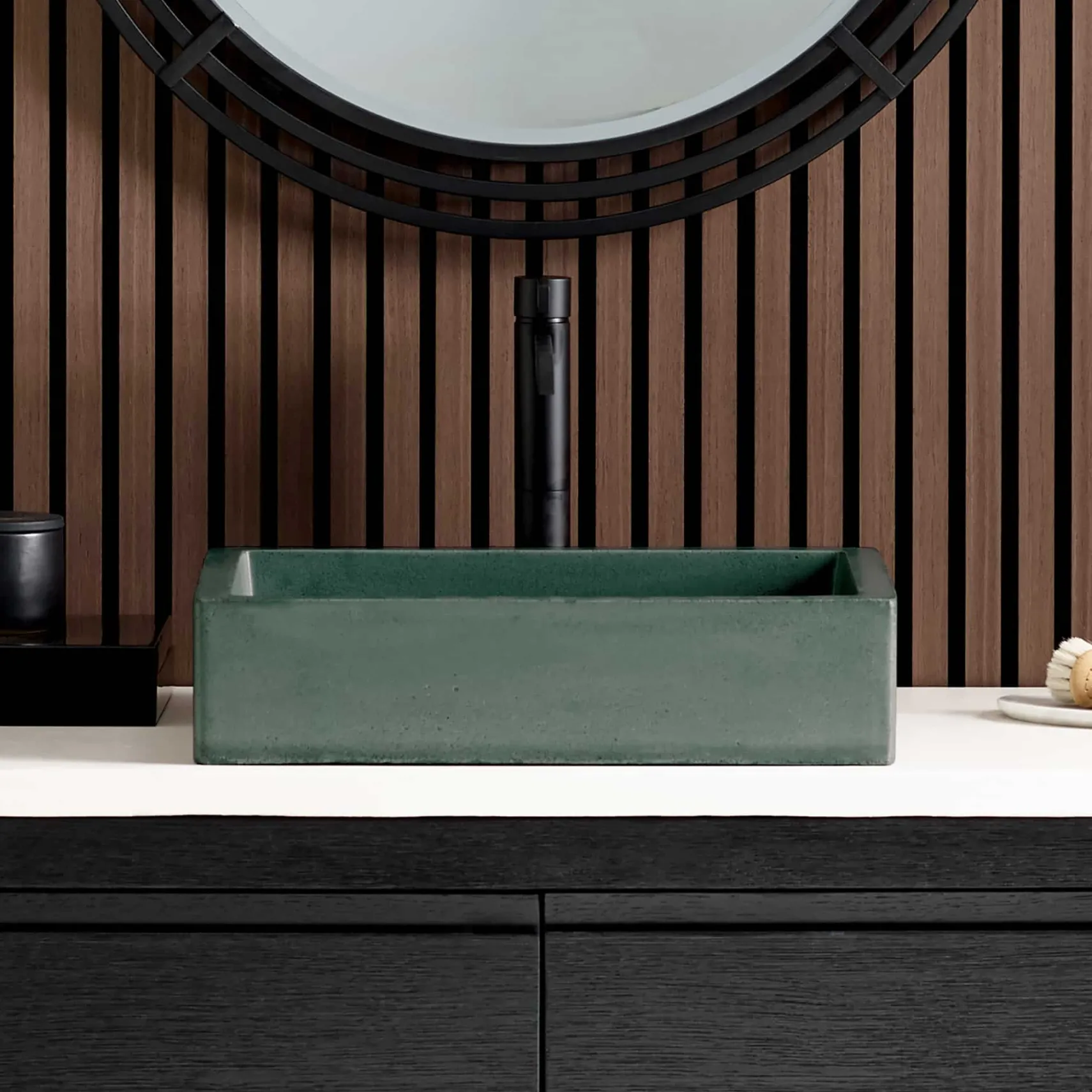 Native Trails Nipomo 19.5" x 15" Rectangle NativeStone Concrete ADA Farmhouse Bathroom Sink, Forest, NSL1915-F