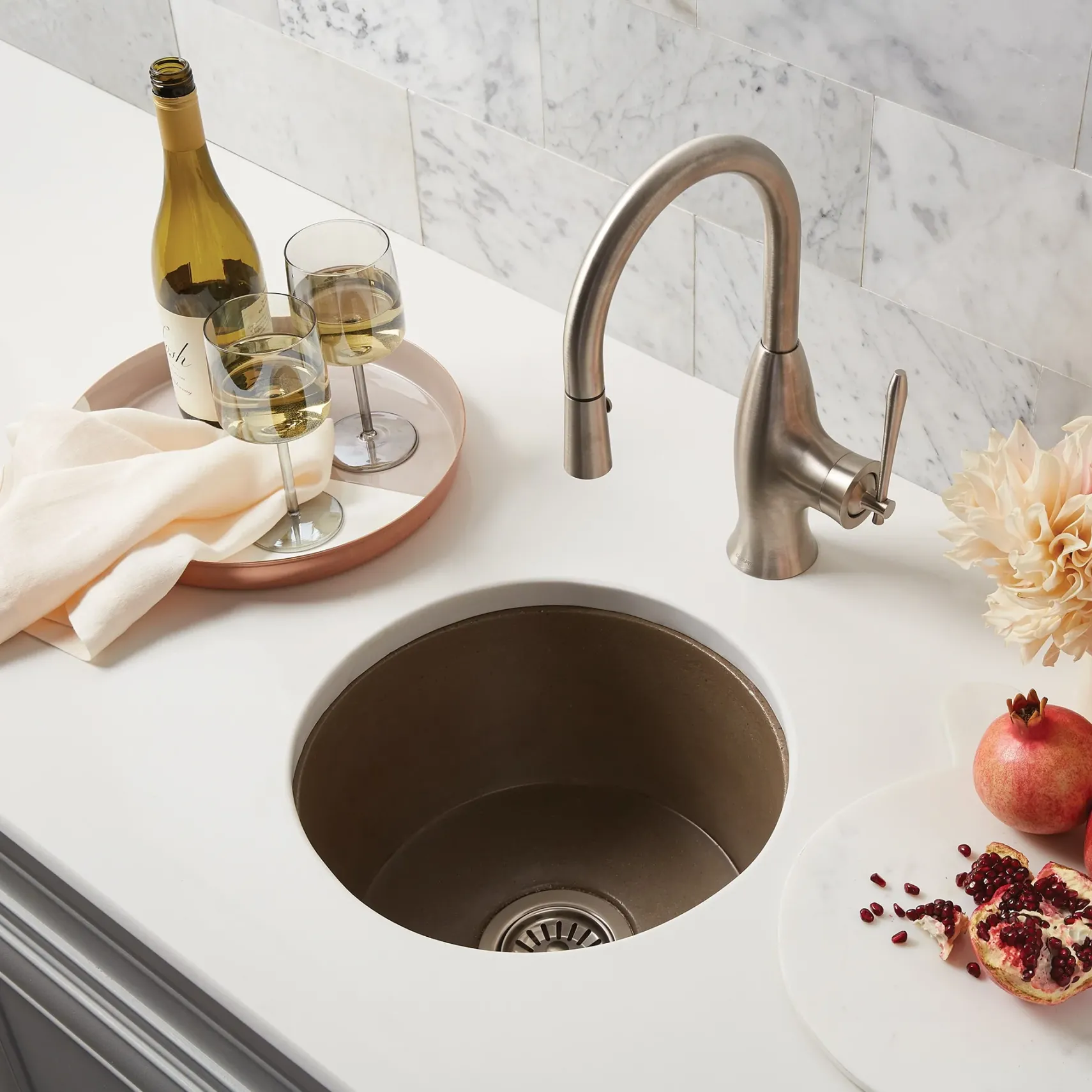 Native Trails Olivos 16" NativeStone Concrete Bar/Prep Sink, Earth, NSB1607-E
