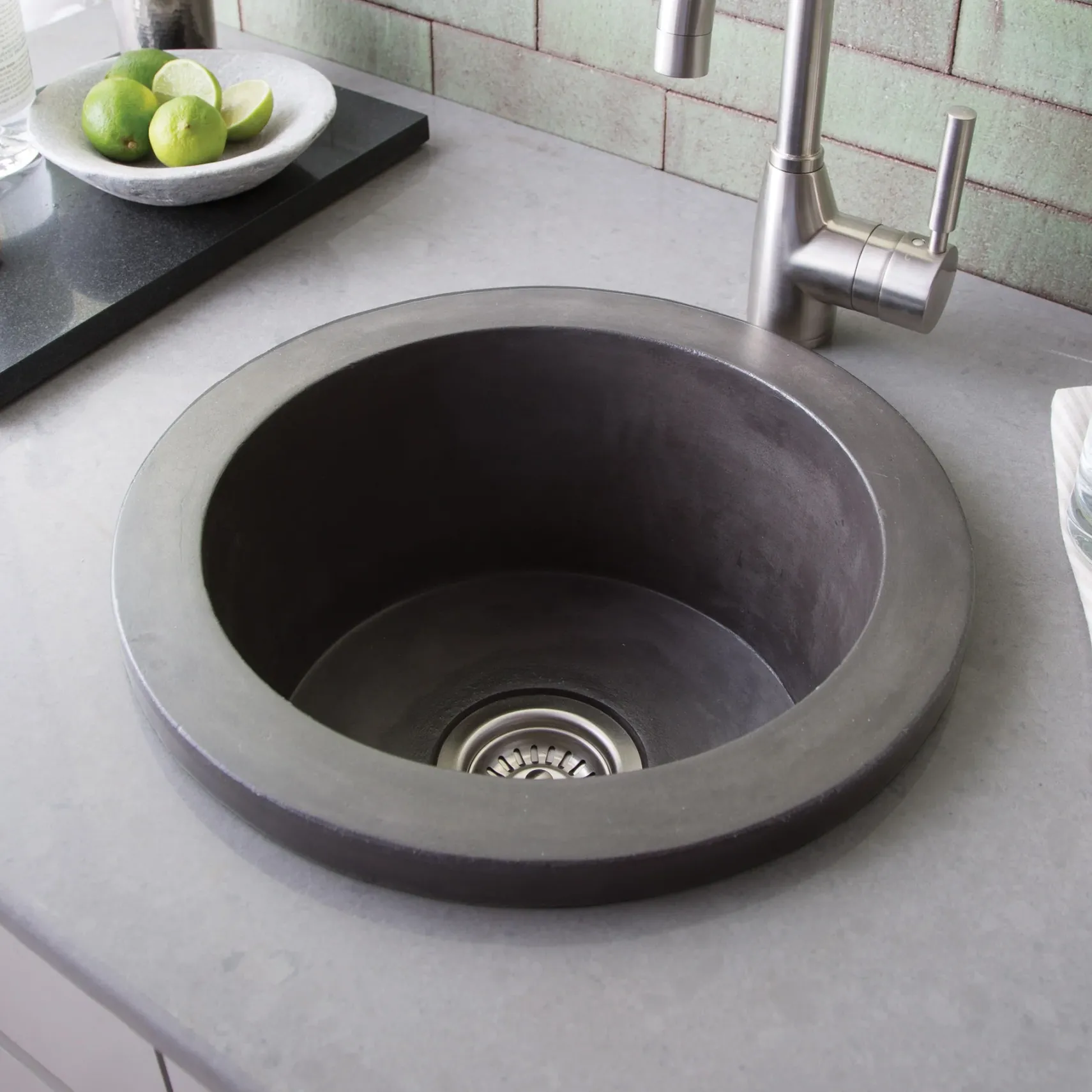 Native Trails Olivos 16" NativeStone Concrete Bar/Prep Sink, Slate, NSB1607-S
