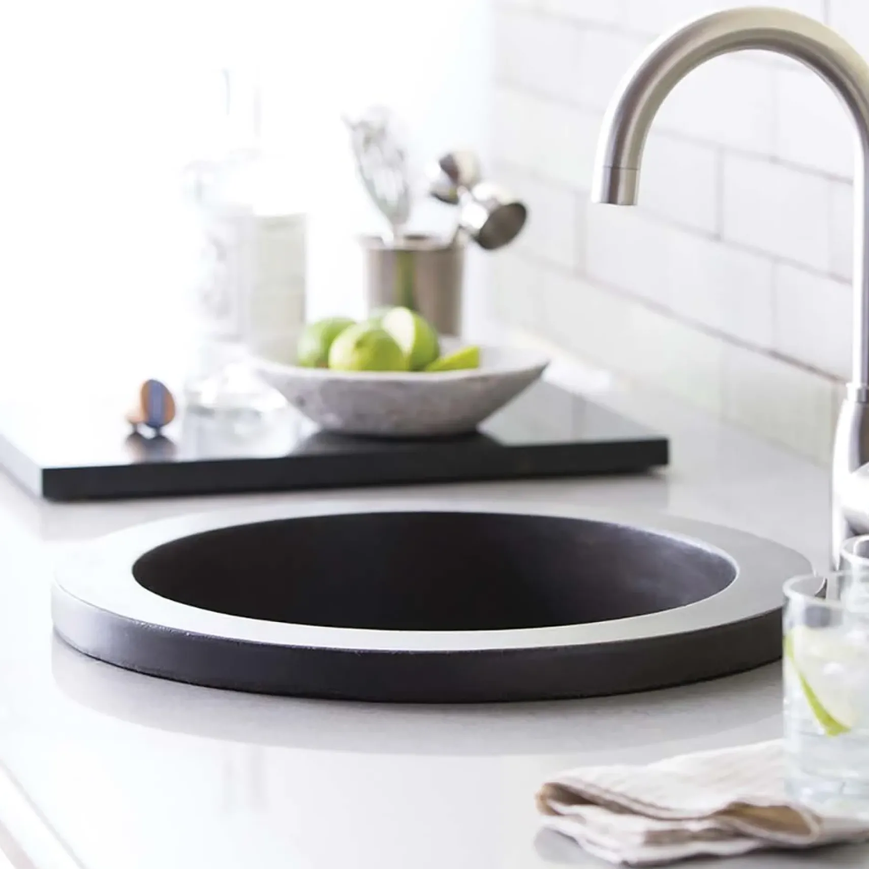 Native Trails Olivos 16" NativeStone Concrete Bar/Prep Sink, Slate, NSB1607-S