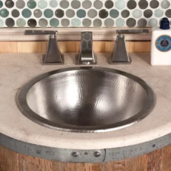 Native Trails Paloma 14" Round Nickel Bathroom Sink, Brushed Nickel, CPS559